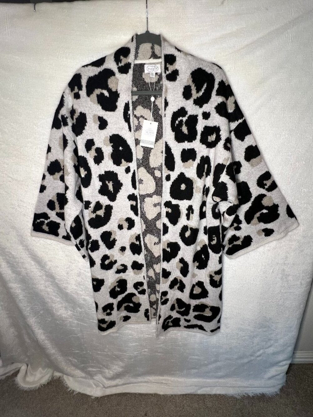 NWT Mud Pie Gweneth leopard print knit cardigan OS